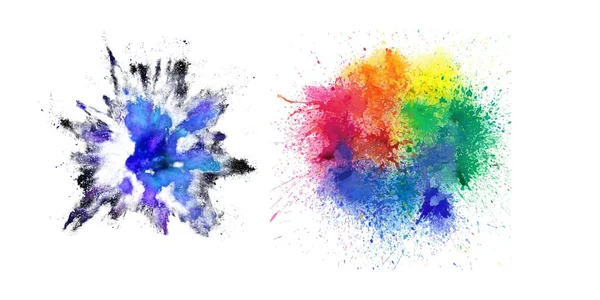 Holi Shiny Color Paint Powder Festival Explosion Burst Isolated White — Stock Photo, Image