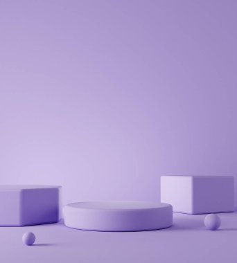 Sunum 3D resimleme için minimalizm mor ürün platform podyumu