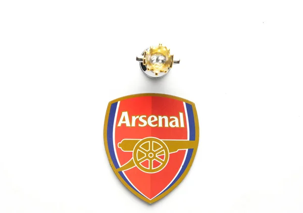 Kuala Lumpur Malaysia Circa March 2023 Flatlay Picture Arsenal Badge — 스톡 사진