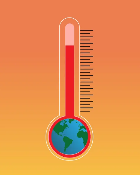 Kuva Lämpömittarista Jossa Maa Kuumassa Lämpötilassa Lämpimällä Pohjalla Ilmaston Lämpeneminen — kuvapankkivalokuva