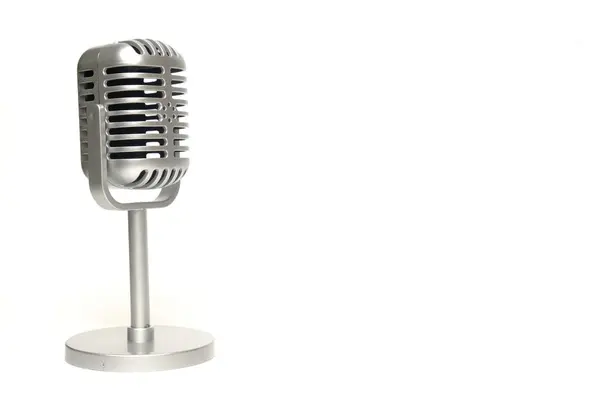 Picture Classical Monochrome Microphone Isolated Copyspace White Background Stock Photo