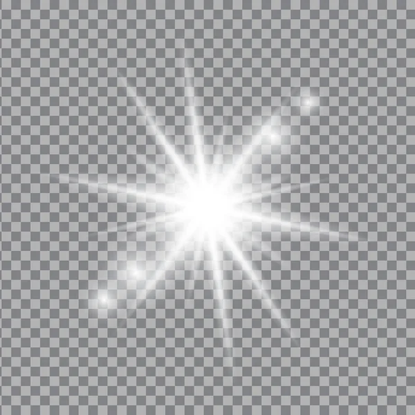 White Light Glow Effect Light Rays Radiant Flash Lens Flare — Stock Vector