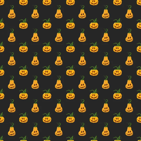 Halloween Pumpkin Seamless Pattern Cute Cartoon Pumpkins Holiday Background Design — Wektor stockowy