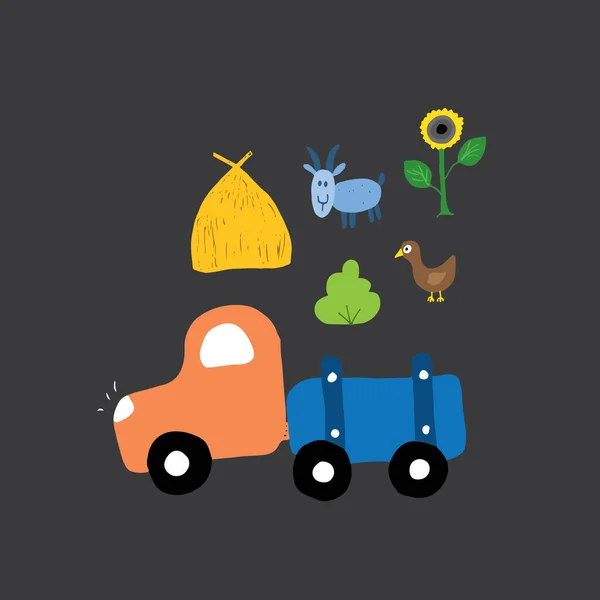 Cute Cars Cartoon Doodles Transportation Shirt Print Design Vector Illustration — Stock vektor
