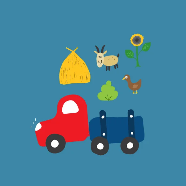 Cute Cars Cartoon Doodles Transportation Shirt Print Design Vector Illustration — Stock Vector