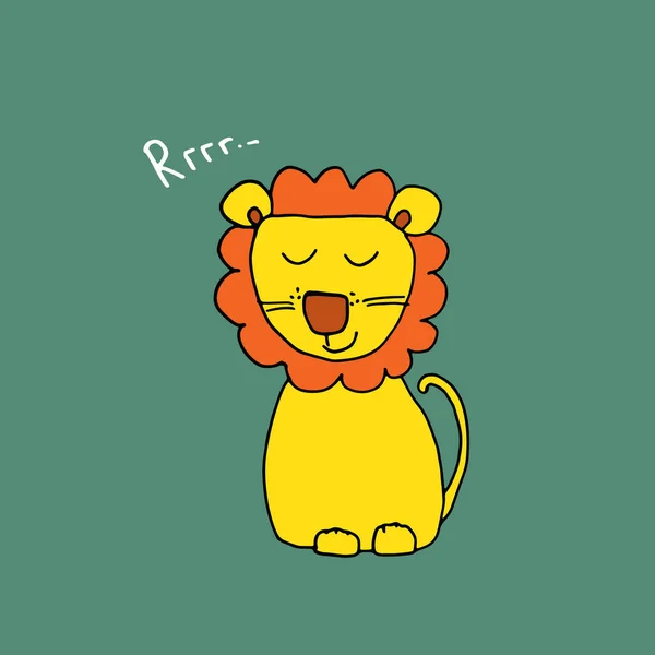 Cute Lion Cartoon Animal Baby Children Print Design Vector Illustration — Stockový vektor