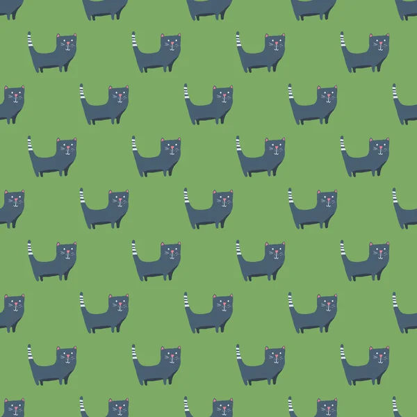 Cute Cat Seamless Pattern Cartoon Cats Background Design Vector Illustration — Vettoriale Stock