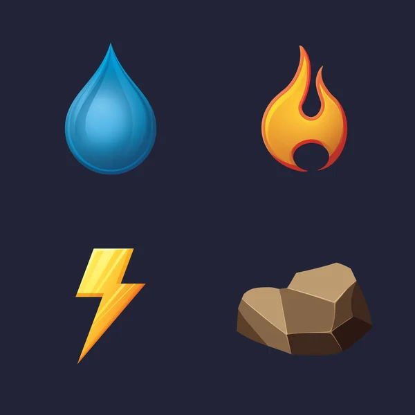 Game Assets Set Gaming User Interface Nature Elements Icons Collection — Vetor de Stock