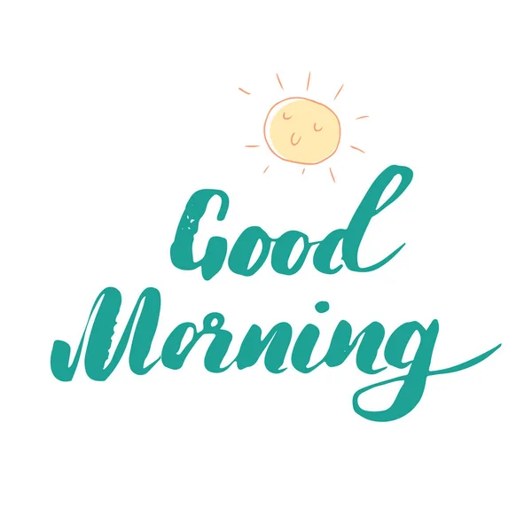Good Morning Lettering Handwritten Sign Hand Drawn Grunge Calligraphic Text — Wektor stockowy