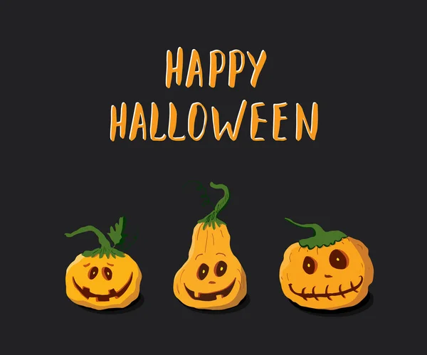 Halloween Greeting Card Cute Pumpkins Party Invitation Holiday Banner Design — Stockový vektor