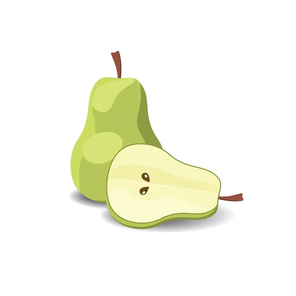 Pear Cartoon Fruit Vegan Organic Eco Product Vector Illustration — Stock Vector