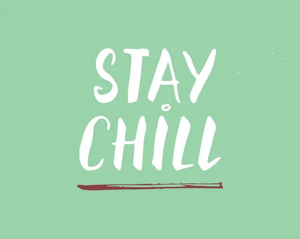 Stay Chill Lettering Handwritten Sign Hand Drawn Grunge Calligraphic Text — Stock Vector