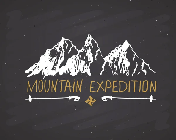 Mountain Expedition Lettering Handwritten Sign Hand Drawn Grunge Calligraphic Text — Stock Vector