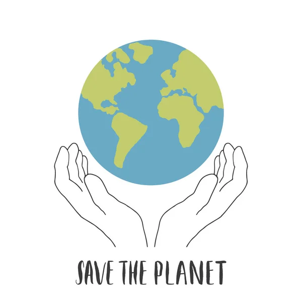 Planet Card Design Environment Protection Awareness Poster Vector Illustration — Stock Vector