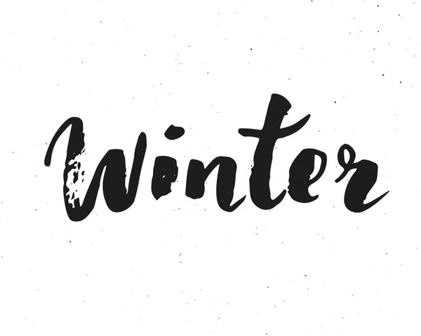 Winter Lettering Word Textured Calligraphic Sign Vector Illustration — Stock vektor