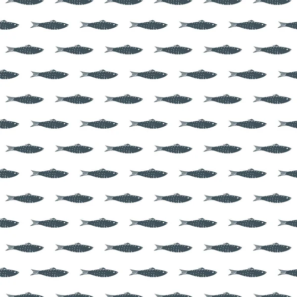 Fish Seamless Pattern Fish Cartoon Doodle Vector Illustration — Vettoriale Stock