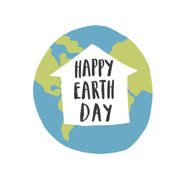 Earth Day Celebration Greeting Card Happy Earth Day Lettering Vector — Vettoriale Stock