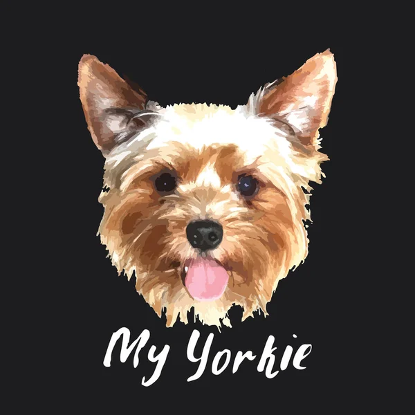 Yorkshire Terrier Portrait Cute Dog Lettering Quote Vector Illustration — Stockvektor