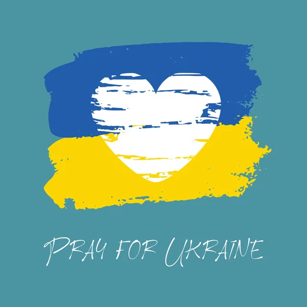Pray Ukraine Concept Praying Peace Ukraine Blue Yellow Flag Vector — Vetor de Stock