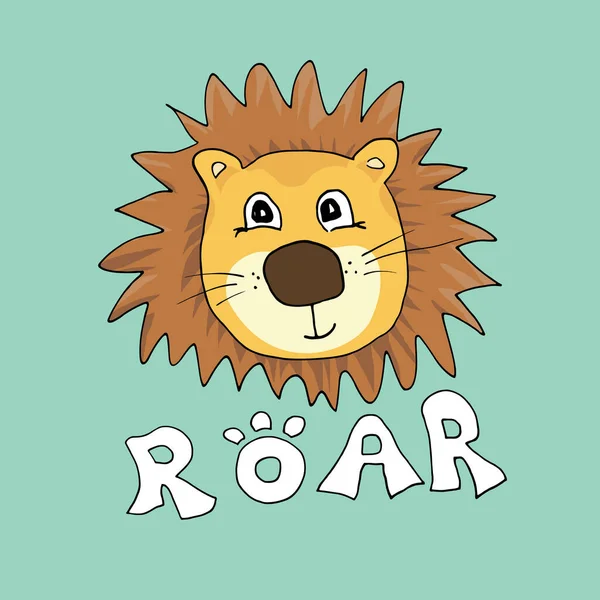 Cute Lion Cartoon Animal Baby Children Print Design Vector Illustration — Wektor stockowy