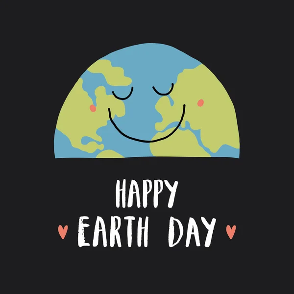 Earth Day Celebration Greeting Card Happy Earth Day Lettering Vector — Stock Vector