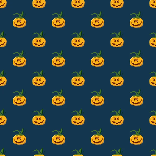 ハロウィンカボチャのシームレスなパターン かわいい漫画のカボチャ 休日の背景デザイン ベクトルイラスト — ストックベクタ