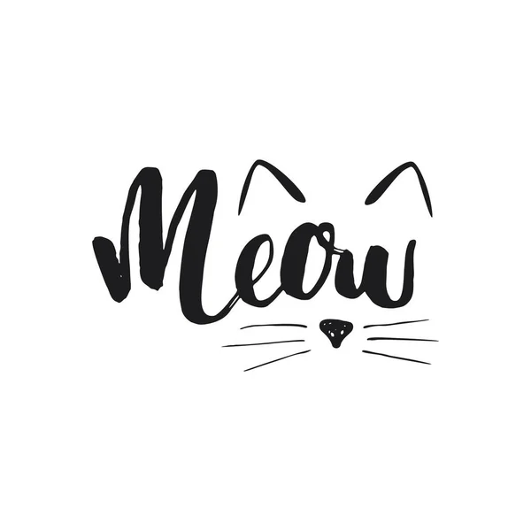 Meow Cat Phrase Cute Cat Ears Nouse Vector Illustration — Archivo Imágenes Vectoriales