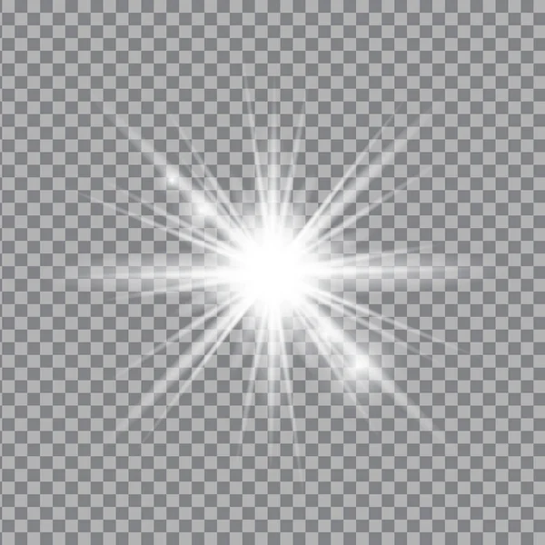 White Light Glow Effect Light Rays Radiant Flash Lens Flare — Stok Vektör