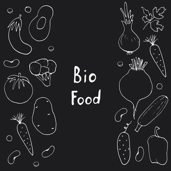 Vegetables Seamless Pattern Vegetarian Healthy Bio Food Background Vegan Organic Rechtenvrije Stockillustraties