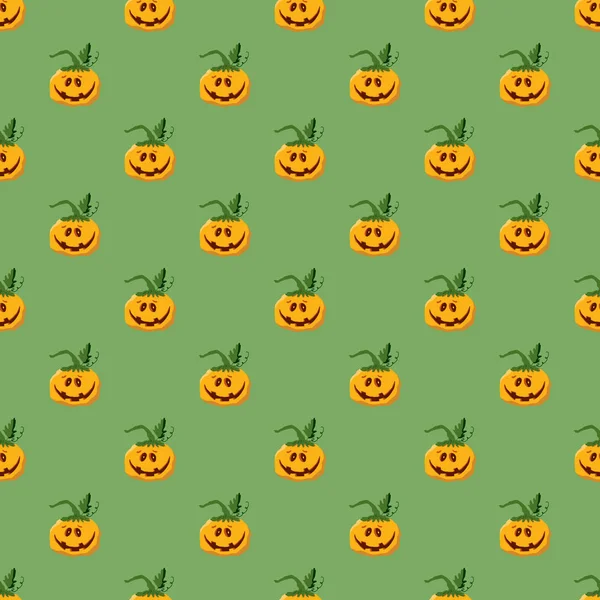 Halloween Pumpkin Seamless Pattern Cute Cartoon Pumpkins Holiday Background Design Stok Vektör