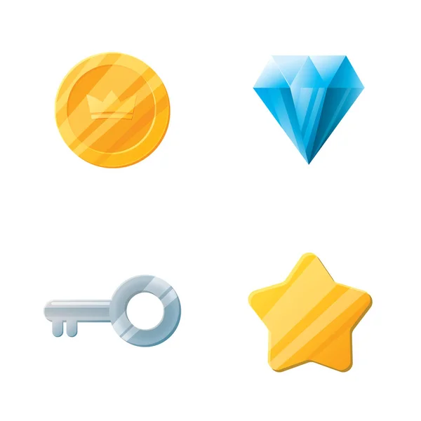 Game Assets Set Gaming User Interface Icons Collection Vector Illustration 免版税图库插图
