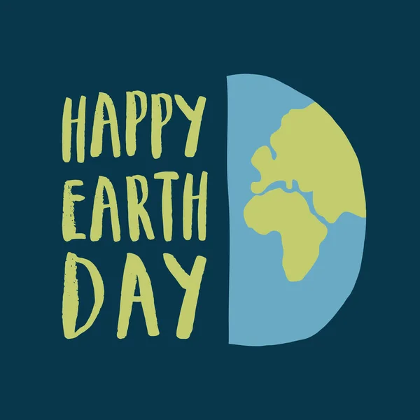 Earth Day Celebration Greeting Card Happy Earth Day Lettering Vector — Stockvektor