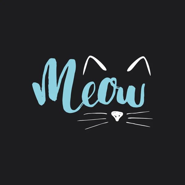 Meow Cat Phrase Cute Cat Ears Nouse Vector Illustration — Vettoriale Stock