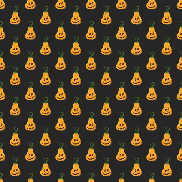 Halloween Pumpkin Seamless Pattern Cute Cartoon Pumpkins Holiday Background Design — Vector de stock