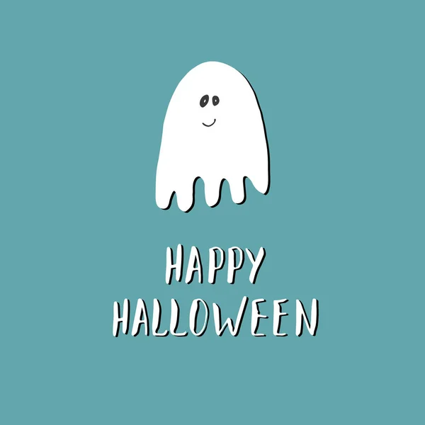 Halloween Greeting Card Cute Ghost Party Invitation Holiday Banner Design — Vector de stock