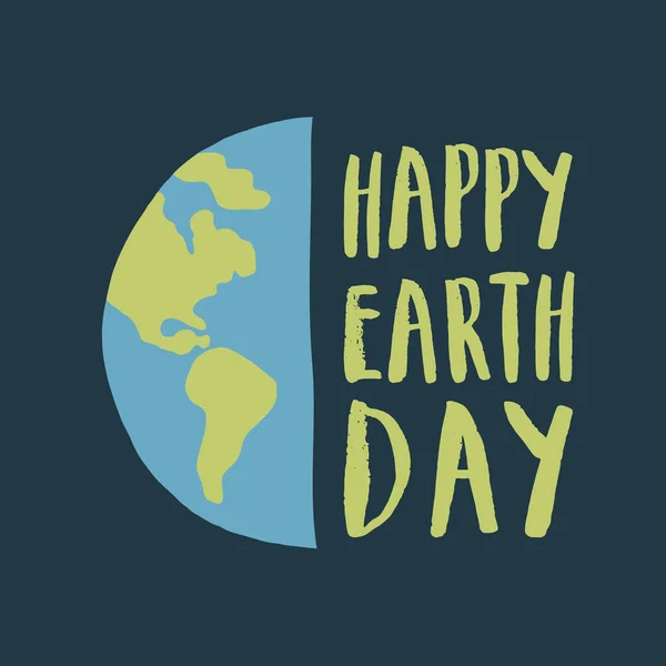 Earth Day Celebration Greeting Card Happy Earth Day Lettering Vector — Vettoriale Stock