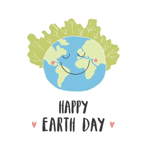 Earth Day Celebration Greeting Card Happy Earth Day Lettering Vector — Vector de stock