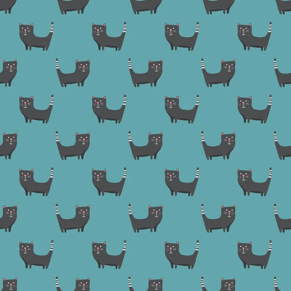Cute Cat Seamless Pattern Cartoon Cats Background Design Vector Illustration — Stockvector