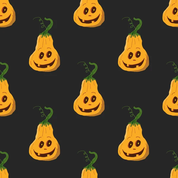 Halloween Pumpkin Seamless Pattern Cute Cartoon Pumpkins Holiday Background Design — 스톡 벡터