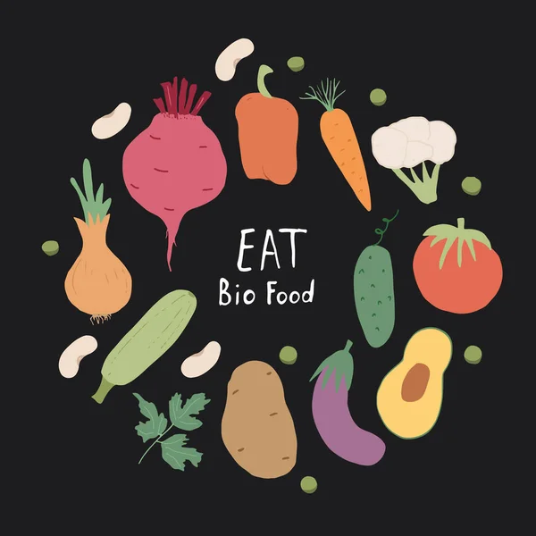 Vegetables Seamless Pattern Vegetarian Healthy Bio Food Background Vegan Organic — Stock Vector