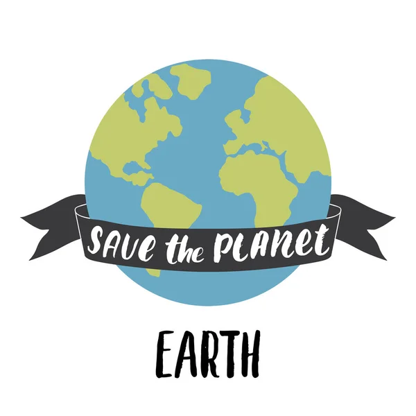 Planet Card Design Environment Protection Awareness Poster Vector Illustration — Stockvektor