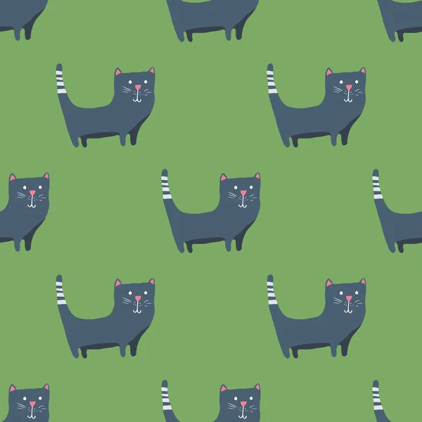 Cute Cat Seamless Pattern Cartoon Cats Background Design Vector Illustration — Stockvektor