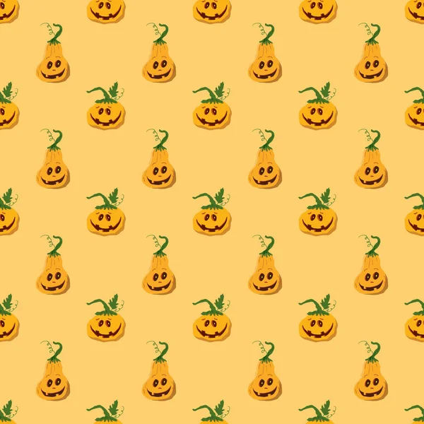 Halloween Pumpkin Seamless Pattern Cute Cartoon Pumpkins Holiday Background Design — Διανυσματικό Αρχείο