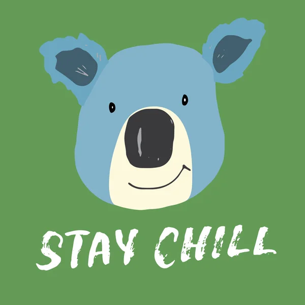 Cute Koala Lettering Stay Chill Cartoon Animal Baby Children Print — Stockový vektor