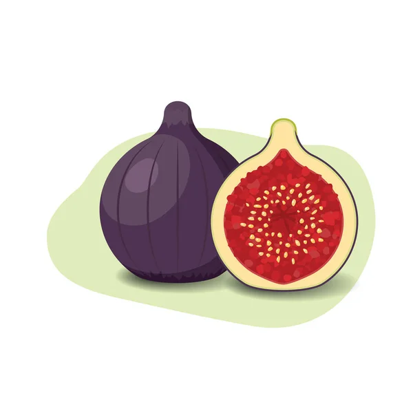 Figue Cartoon Fruit Vegan Organic Eco Product Vector Illustration — Stock Vector