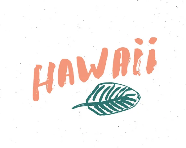Hawaii Lettering Handwritten Sign Hand Drawn Grunge Calligraphic Text Vector — Stockový vektor
