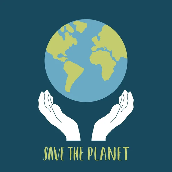 Planet Card Design Environment Protection Awareness Poster Vector Illustration — Stockvektor