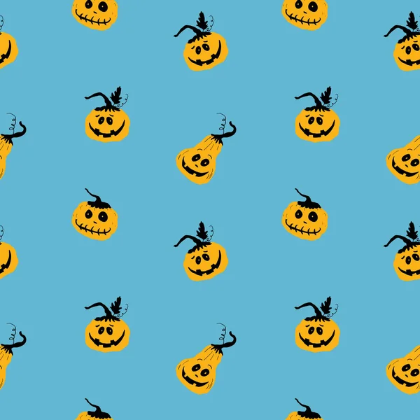 Halloween Pumpkin Seamless Pattern Cute Cartoon Pumpkins Holiday Background Design — Archivo Imágenes Vectoriales