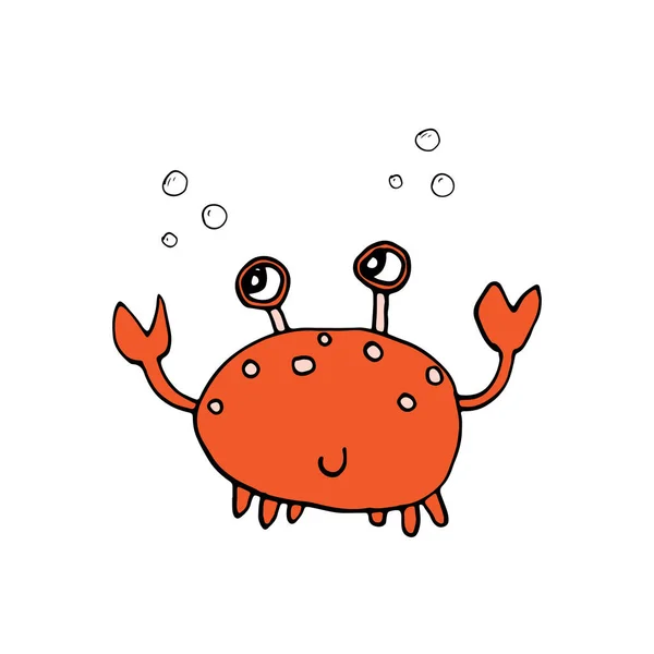 Cute Crab Cartoon Animal Baby Children Print Design Vector Illustration — Stock Vector