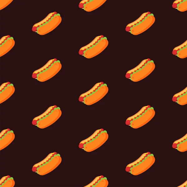 Delizioso Modello Senza Soluzione Continuità Hot Dog Fast Food Icona — Vettoriale Stock